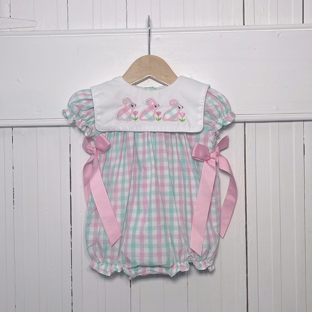 Cecil & Lou Pink and Blue Plaid Kids Romper